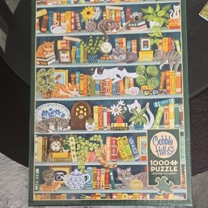 Cobble Hill 1000 Purrfect Bookshelf  Puzzle.  New, Unopened